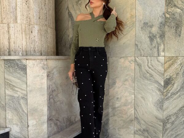 Blusa Camélia Gola em X - Verde Oliva