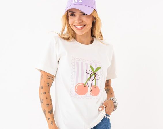 T-Shirt Quadro Listrado Cereja - Tamanho P